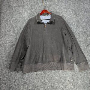 Eddie Bauer Sweater Mens XL 1/4 Zip Gray Cotton Ribbed Knit Pullover Long Sleeve